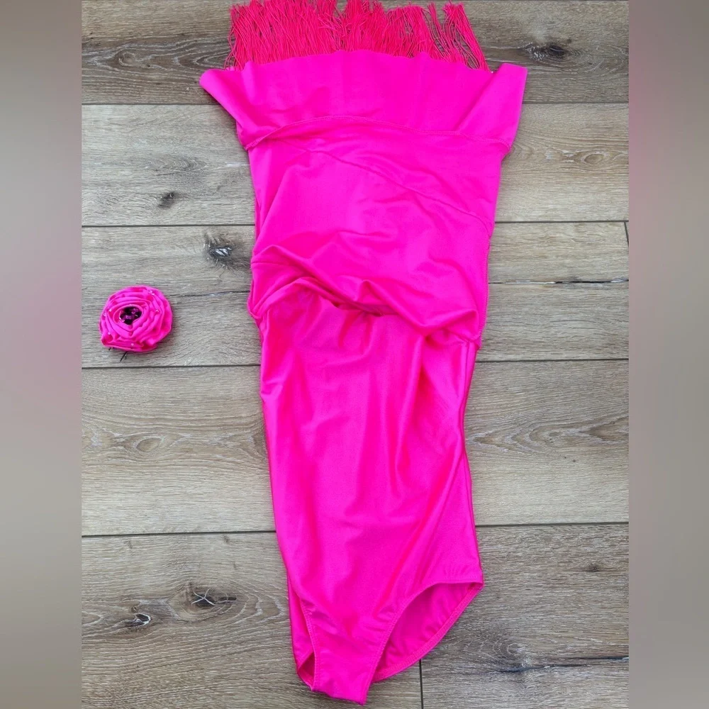 Revolution Dancewear Next To Me Hot Pink Dress Fringe Size MC Flapper Pageant